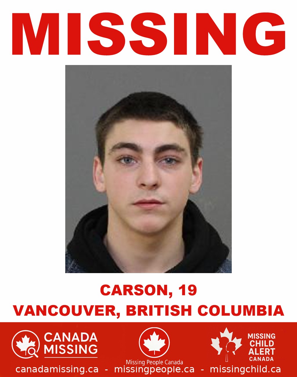 Help Needed: 19-Year-Old Carson Missing in Downtown Vancouver